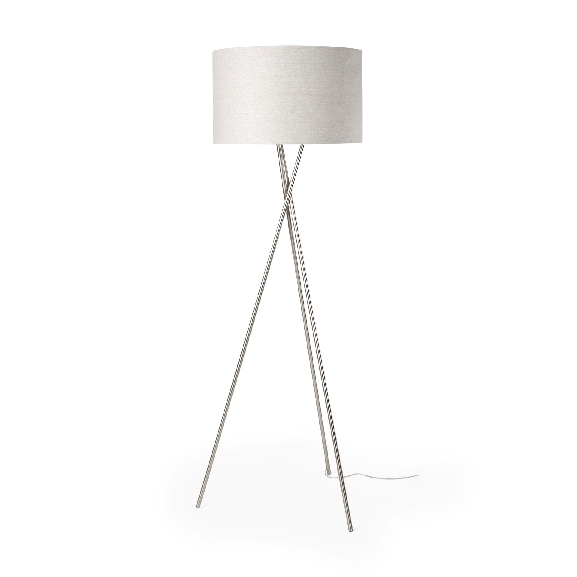 Ambrose  Silver Metal with Beige Fabric Shade Floor Lamp, by Mercana, 20" length x 20" width x 61.8" height View 1