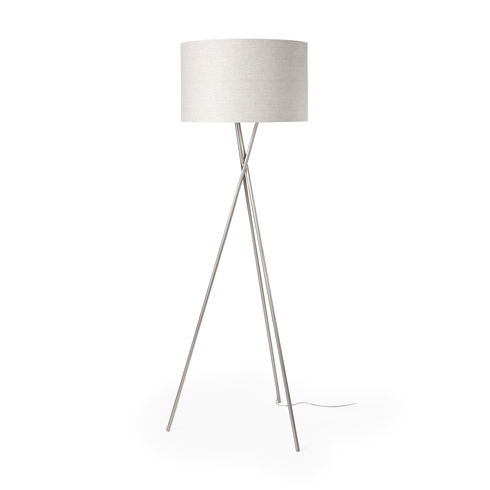 Ambrose Silver Metal with Beige Fabric Shade Floor Lamp