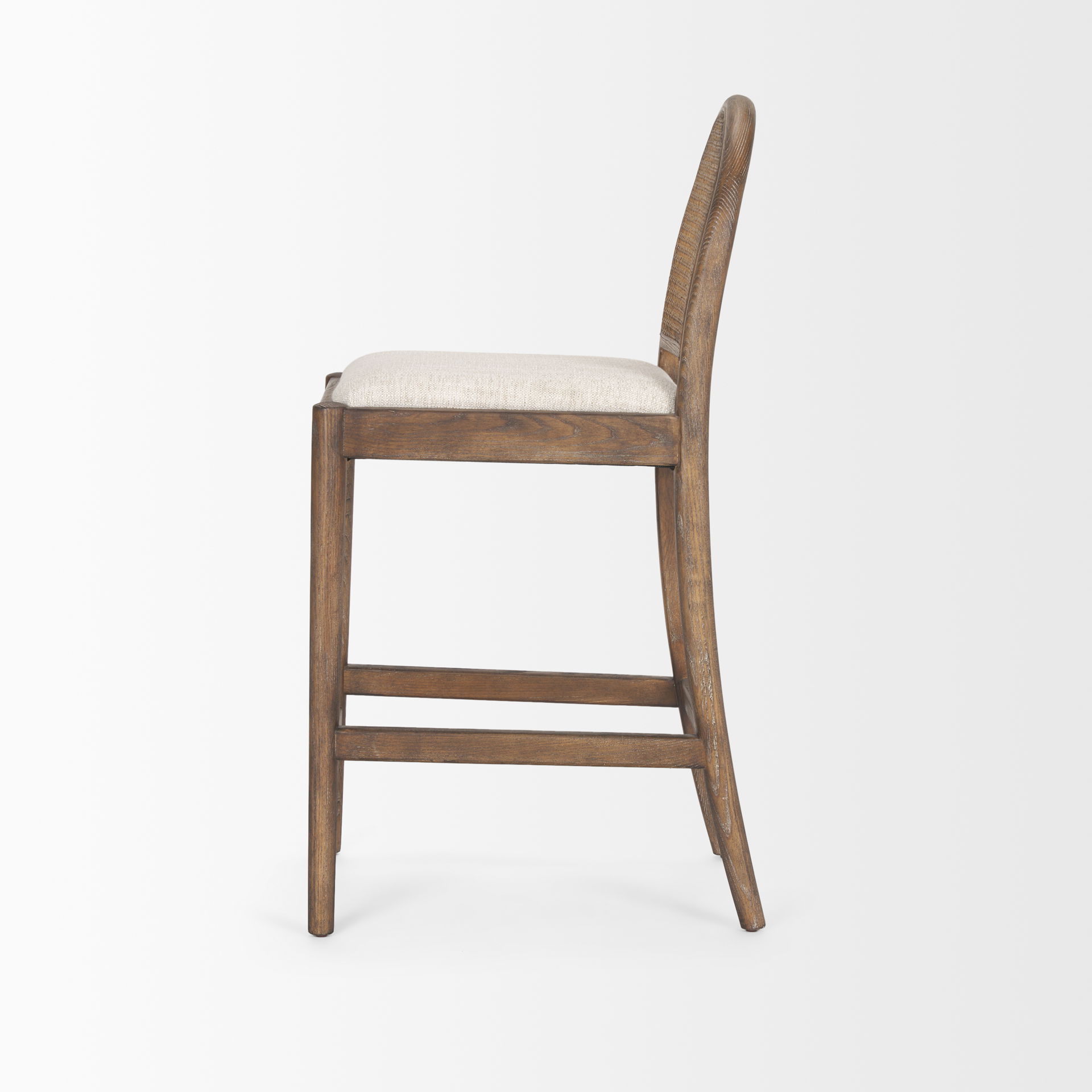 Elle Rounded Caneback Medium Brown Wood with Oatmeal Fabric Counter Stool large image 