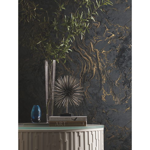 Polished Marble Black Wallpaper