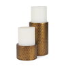 Gage Antiqued Gold Honeycomb Textured Metal Candle Holder (Set of 2) thumbnail 0