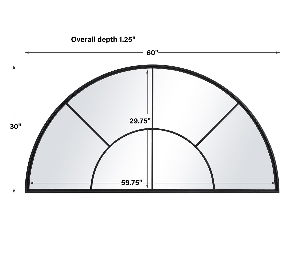 Rousseau Iron Window Arch Mirror, by Uttermost, 60" width x 30.5" height x 1.37" depth View 3