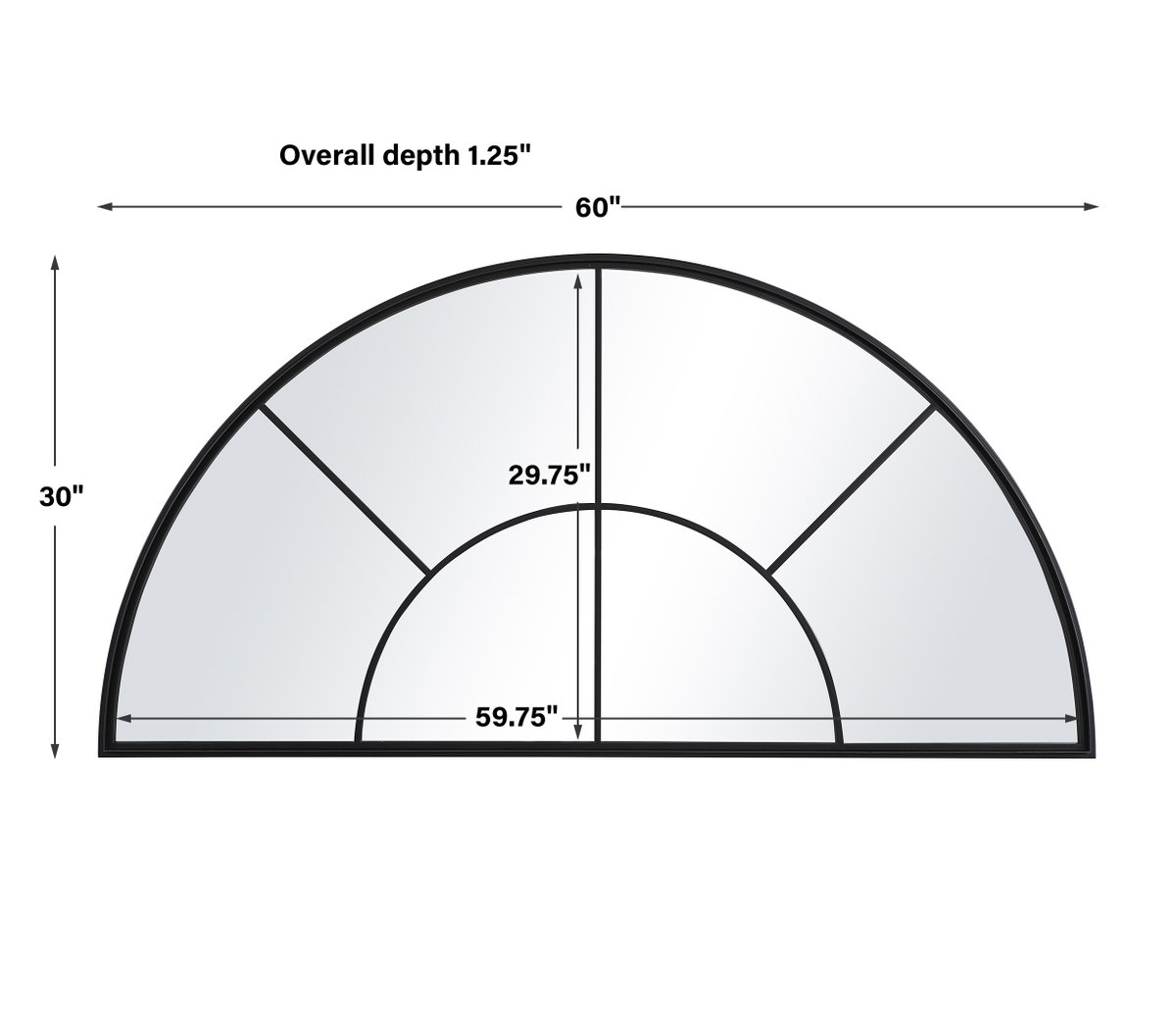 Rousseau Iron Window Arch Mirror, by Uttermost, 60" width x 30.5" height x 1.37" depth View 3
