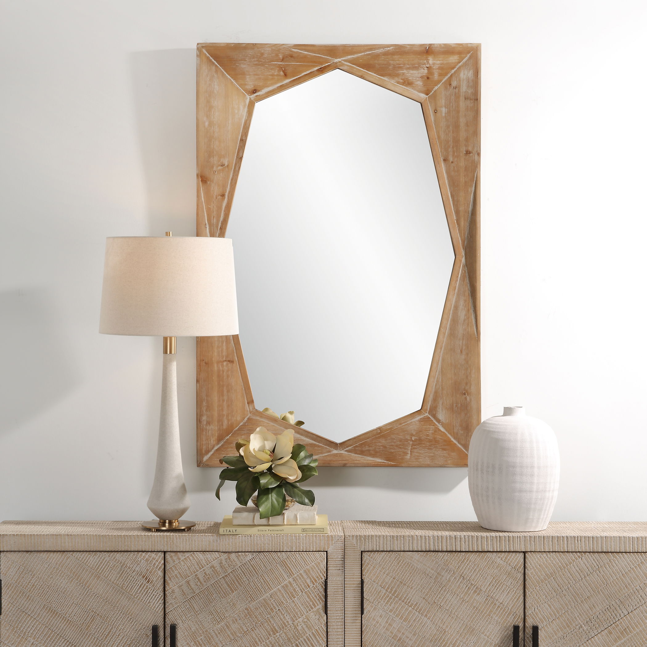 Marquise Natural Wood Mirror large image 