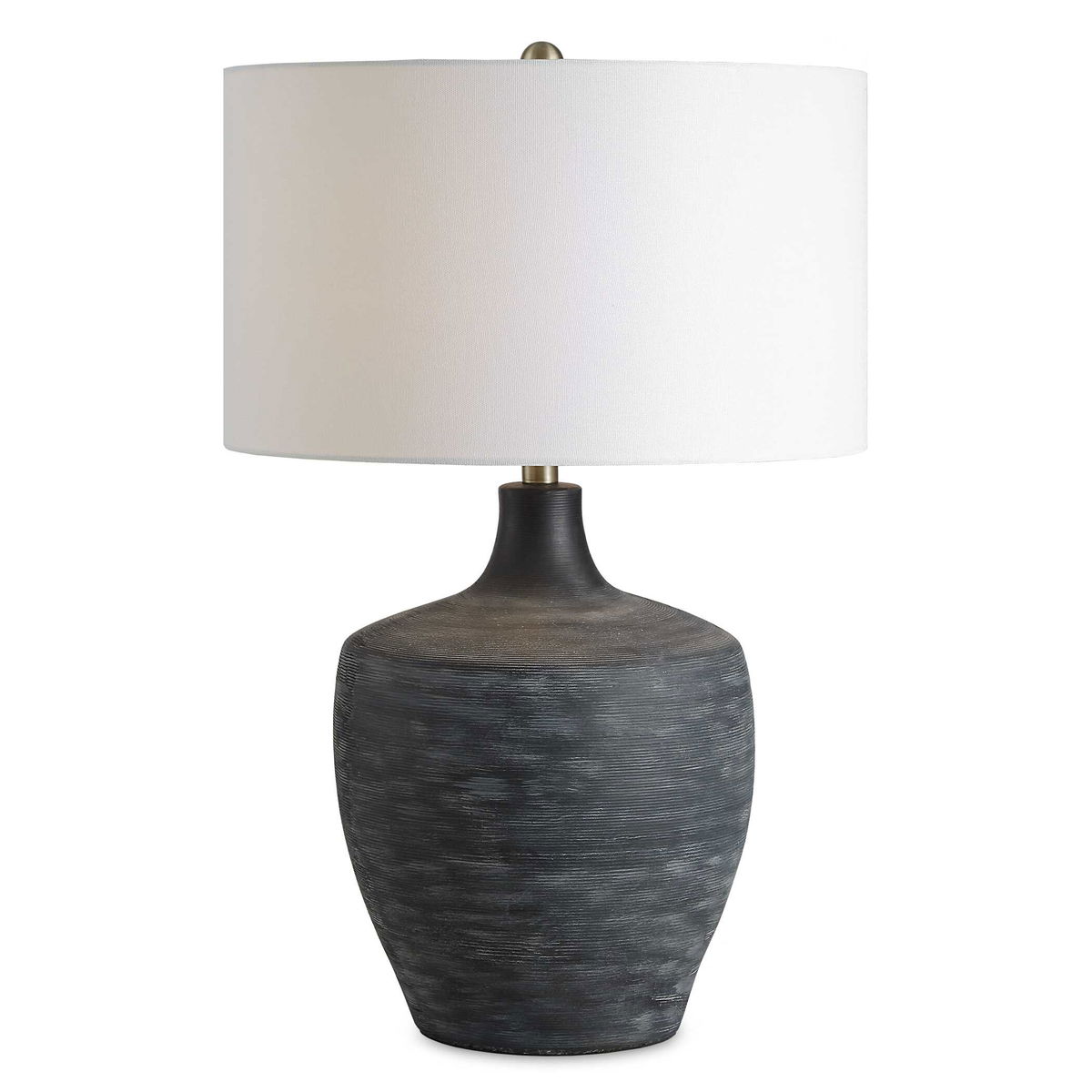 Graphite Ribbed Table Lamp, by Uttermost, 18" width x 24.5" height x 18" depth View 1