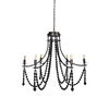 Selma Black Wood Bead and Metal Chandelier thumbnail 0