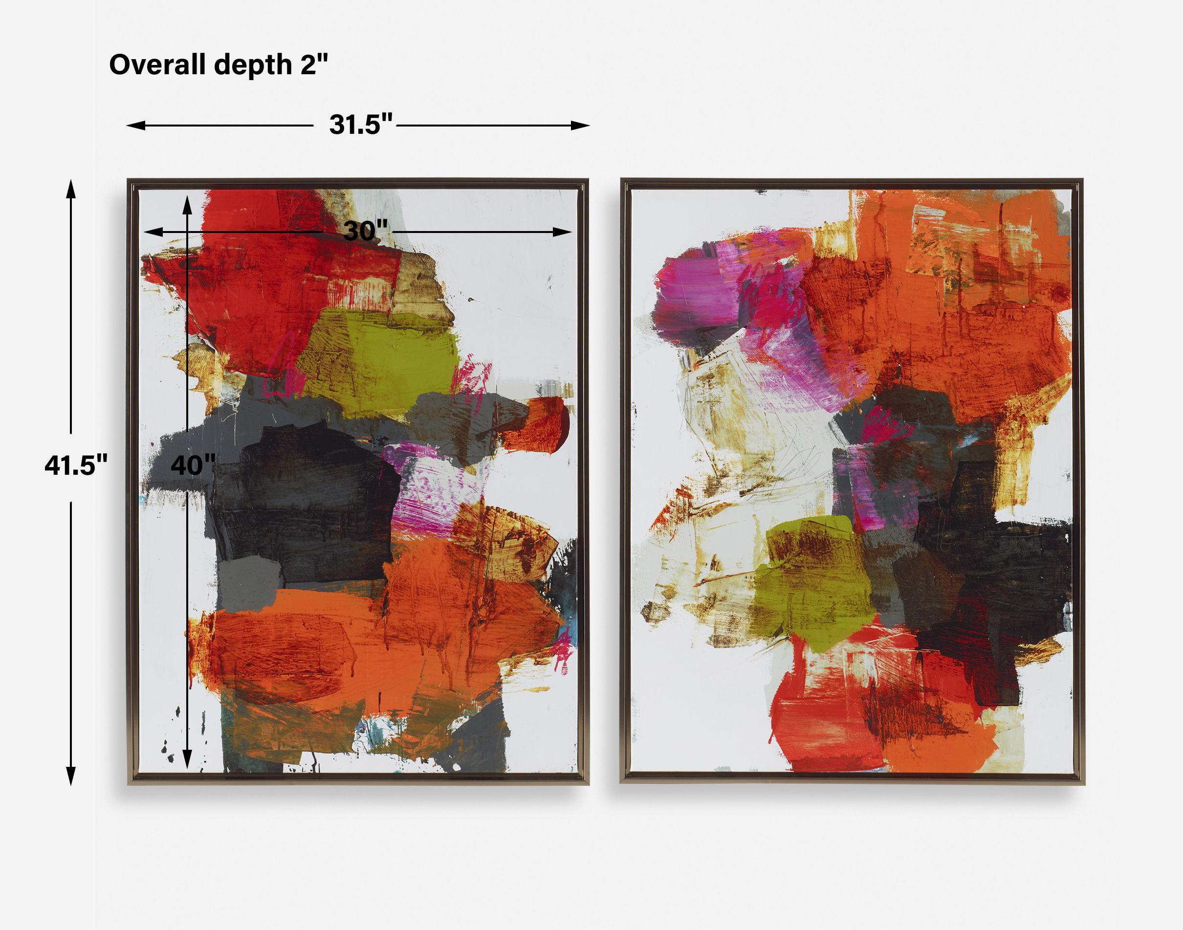 Tried And True Framed Abstract Art Set/2, Painting by Uttermost, 31.5" width x 41.5" height x 2" depth View 3