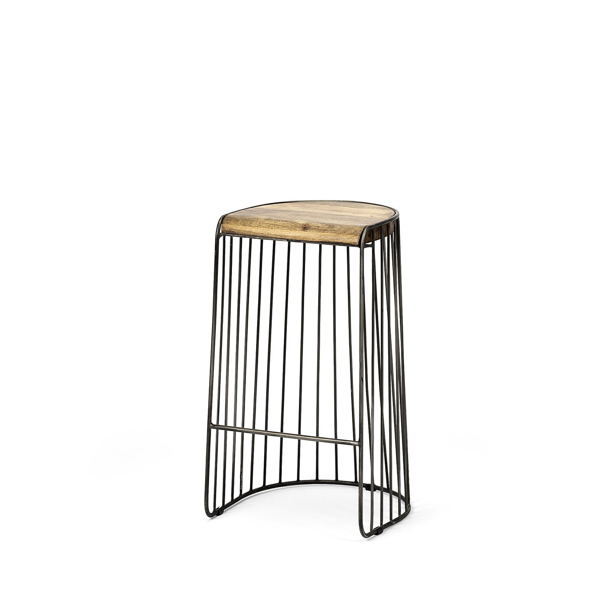 Seagram Backless 30.5in Seat Bar Stool | Brown Wood with Black Metal, Counter & Bar Stool by Mercana, 20" length x 18" width x 30.5" height View 1