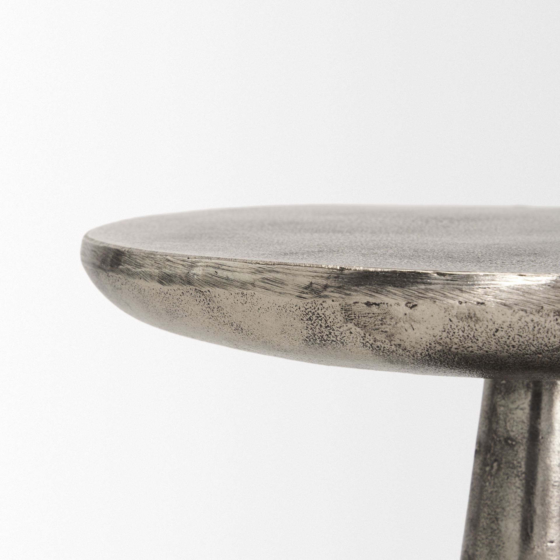 Bobbi Textured Polished Nickel Cast Aluminum Metal Accent Table large image 