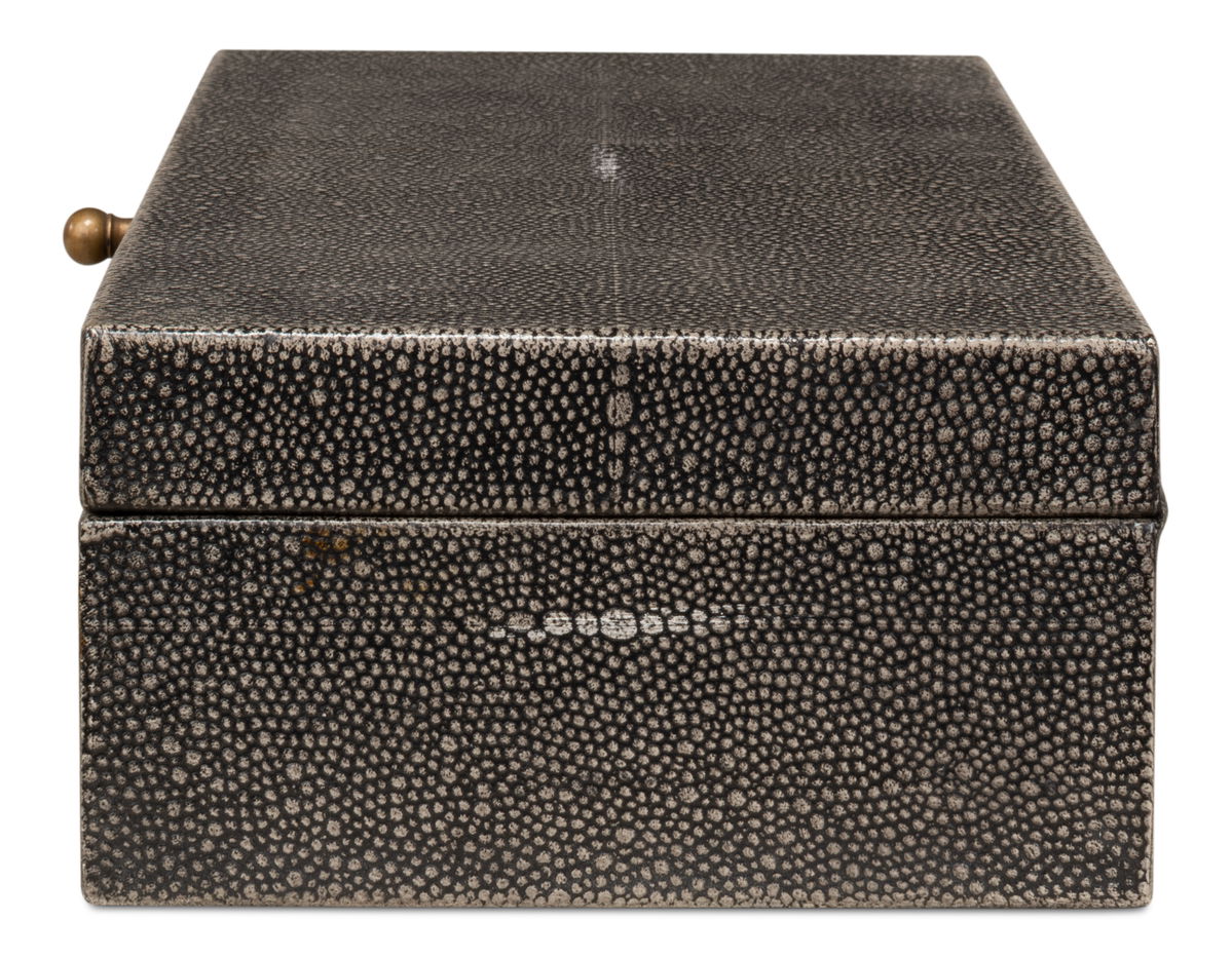 Gatsburg  Shagreen Box  Ant.Grey S/2, by Sarreid, 6" length x 1' width x 3" height View 4