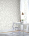 Egret Damask Green Wallpaper thumbnail 1