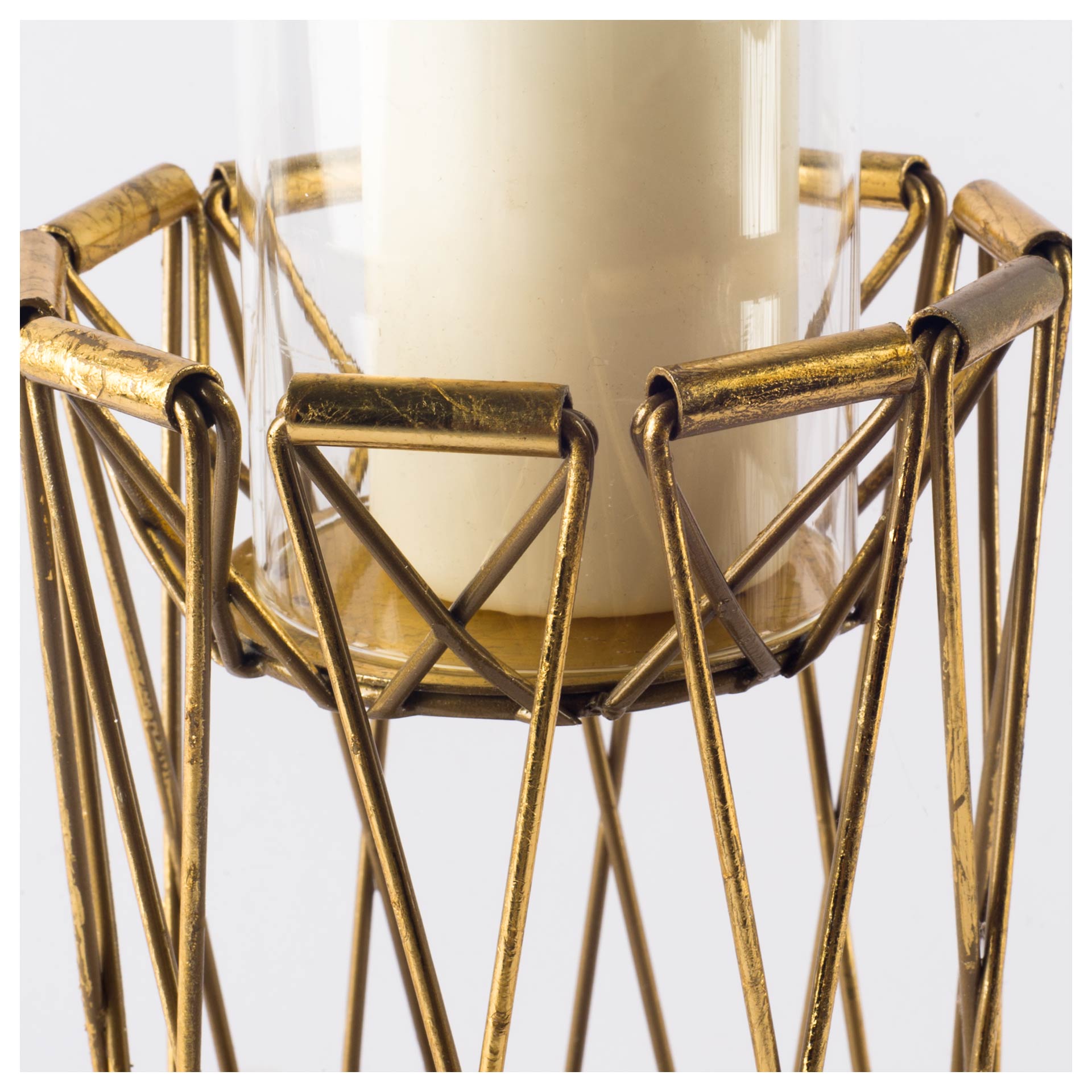 Othello I Tall Antiqued Brass Metal Table Candle Holder large image 
