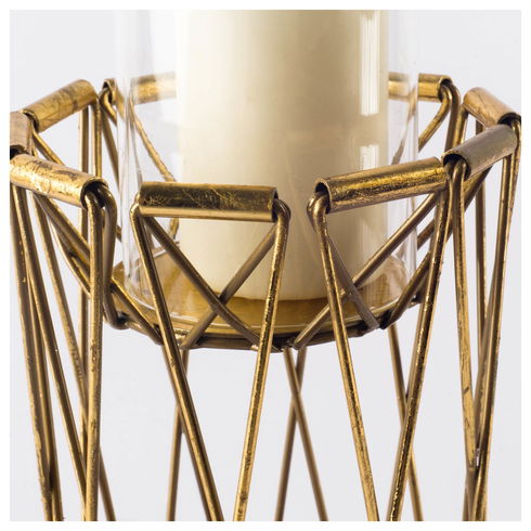 Othello I Tall Antiqued Brass Metal Table Candle Holder