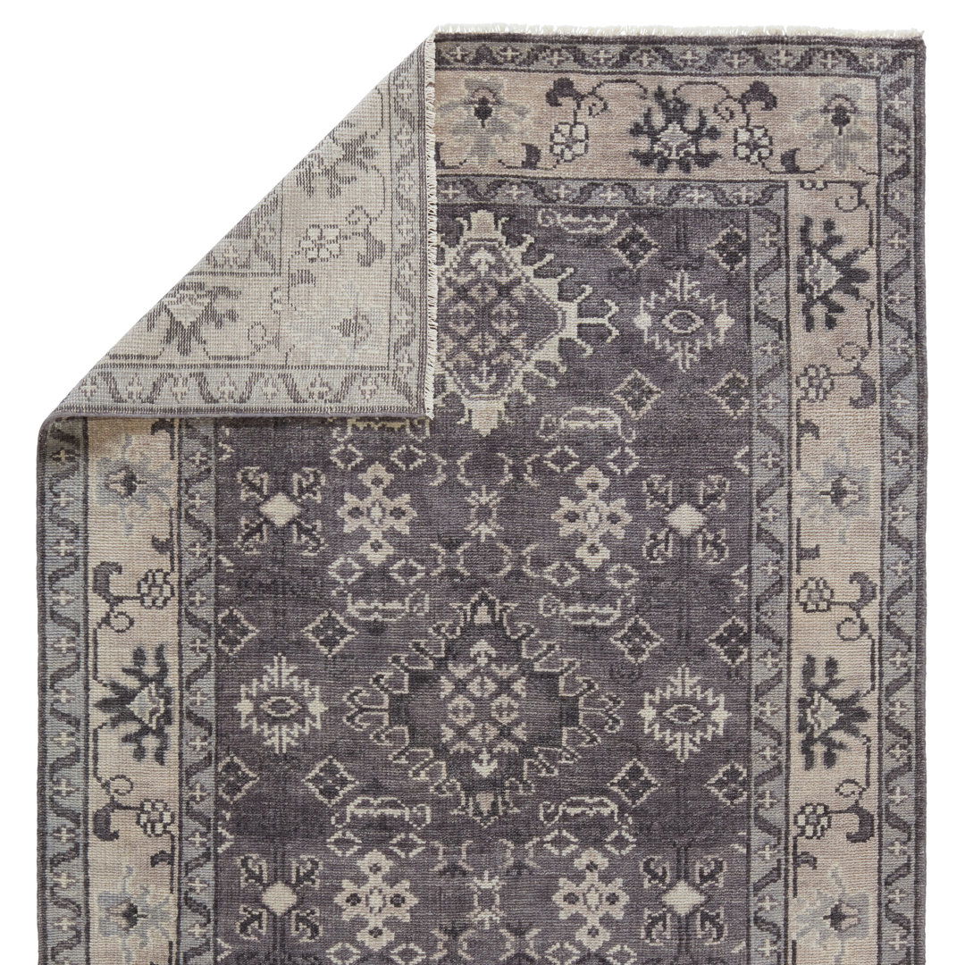 Rivas Hand-Knotted Medallion Gray Area Rug large image 