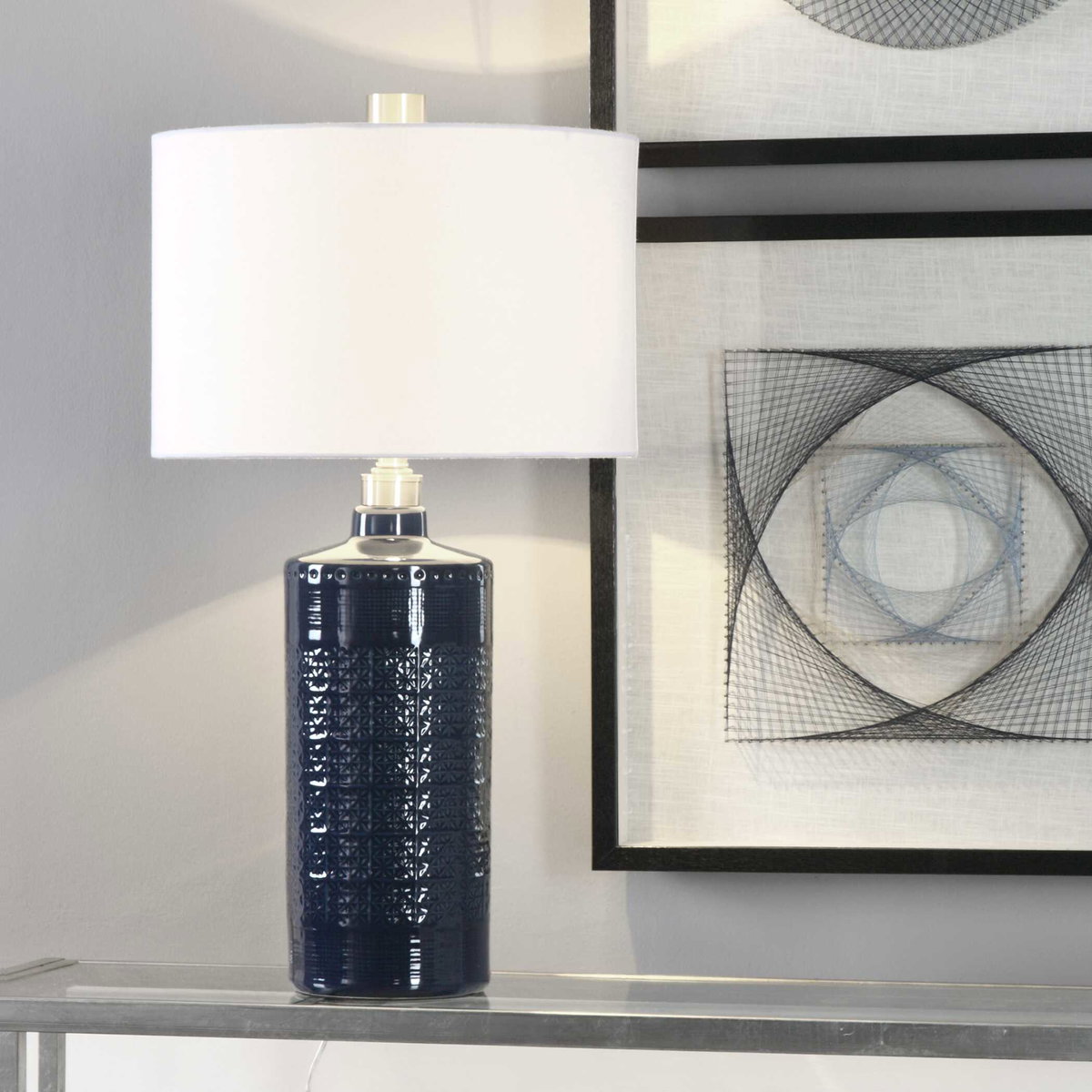Thalia Royal Blue Table Lamp, by Uttermost, 1'4" width x 2'7" height x 1'4" depth View 2