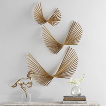 Online Designer Bedroom Coreograph Antique Gold Wall Decor Set/3