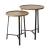 Helios III 20L x 24H Set of Two Round Brown Solid Wood Iron Base Nesting End/Side Tables thumbnail 0