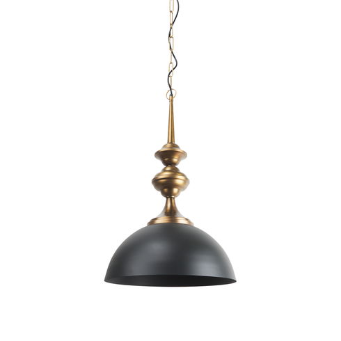 Willson  Black Iron with Antique Brass Dome Pendant Light