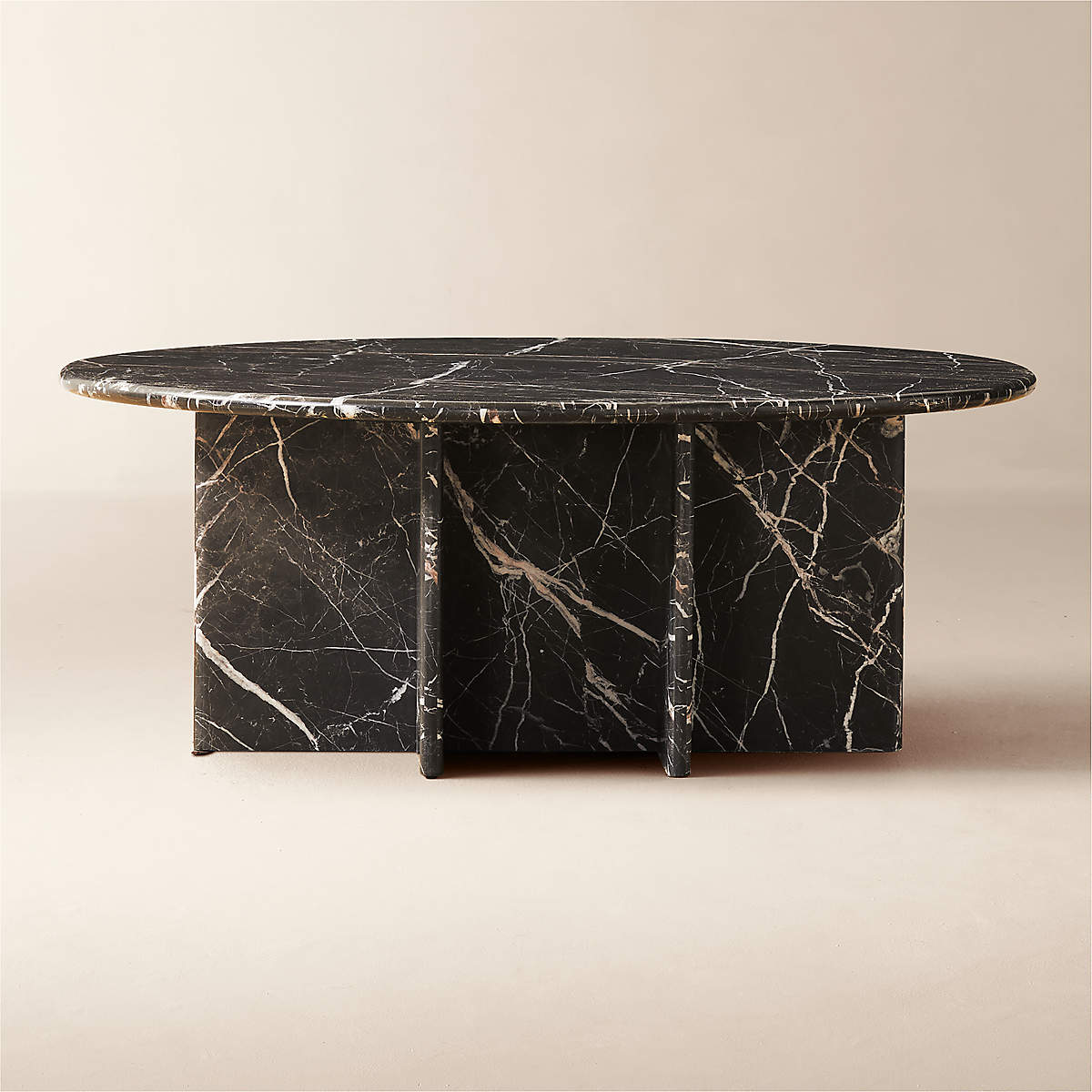 Online Designer Living Room Pasar 42" Round Black Marble Coffee Table