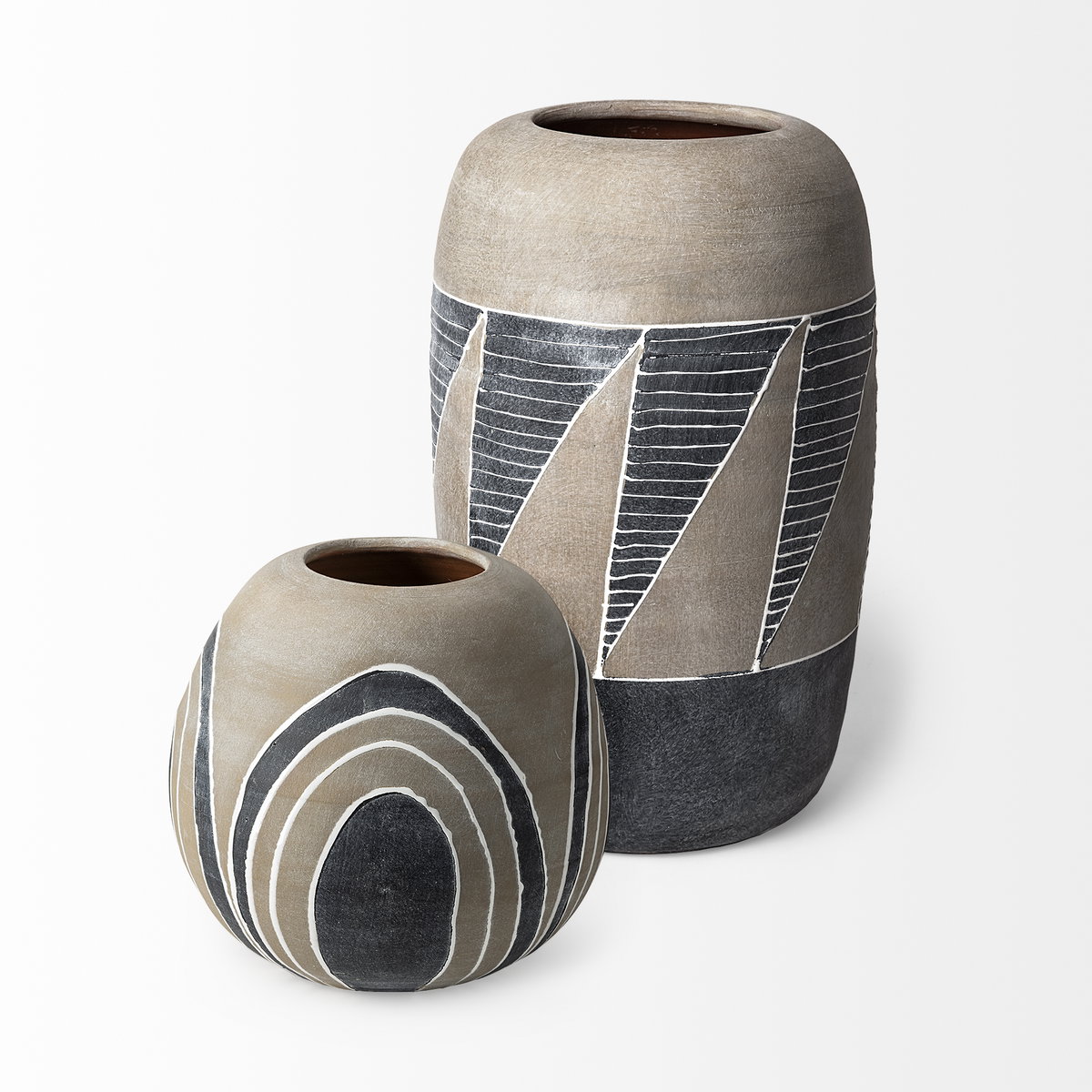 Cove Small Brown/White Ceramic Vase, Decorative Jar by Mercana, 10.24" length x 10.24" width x 9.65" height View 6