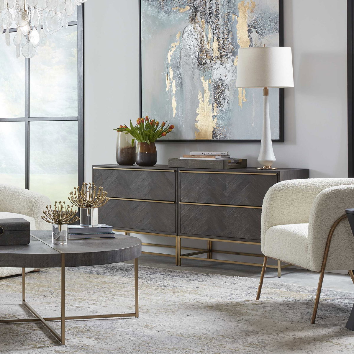 Armistead Dark Walnut Drawer Chest, Cabinets & Chest by Uttermost, 33" width x 29" height x 18" depth View 2