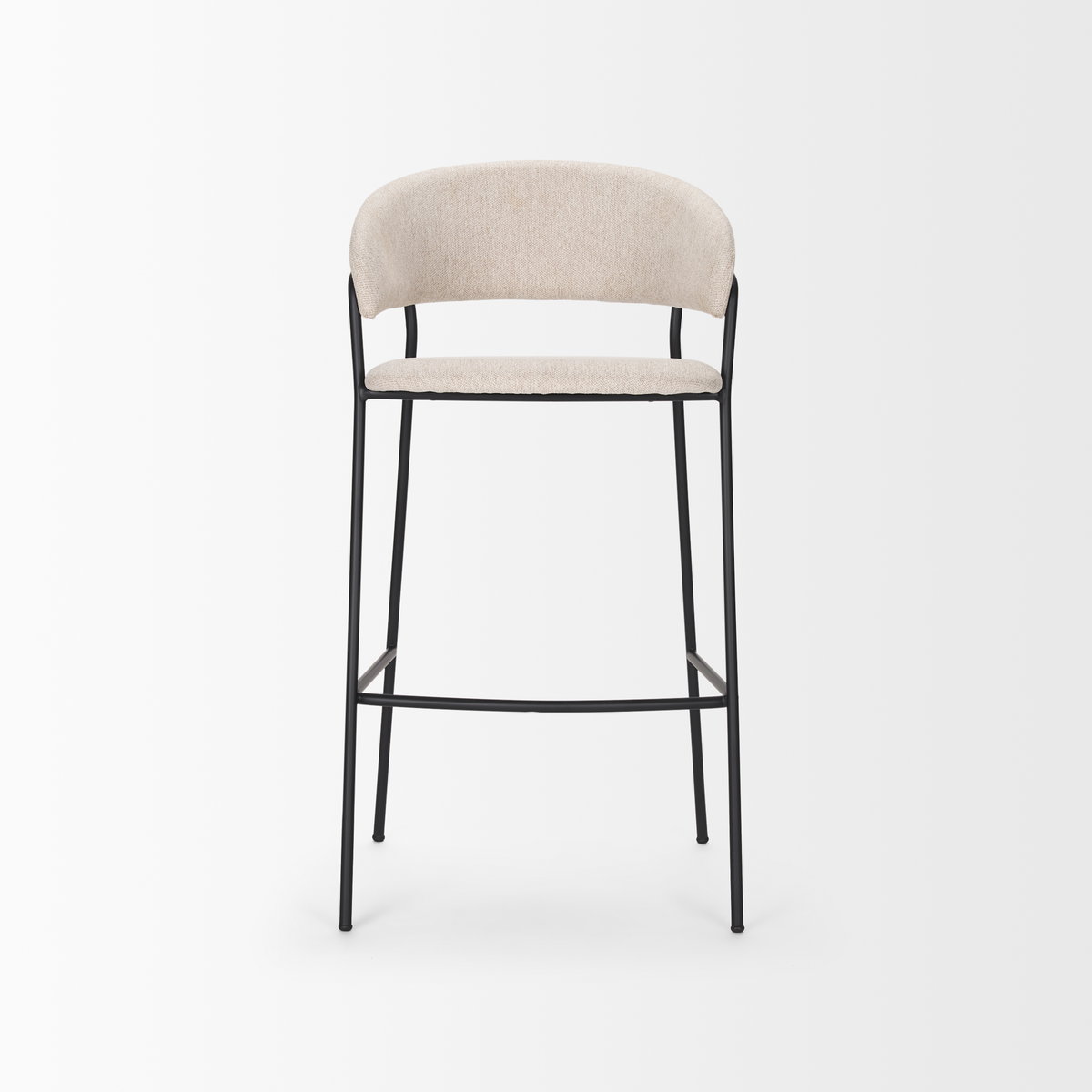 Carolyn Bar Stool with Oatmeal Fabric & Matte Black Metal, Counter & Bar Stool by Mercana, 19.29" length x 20.4" width x 39.75" height View 2