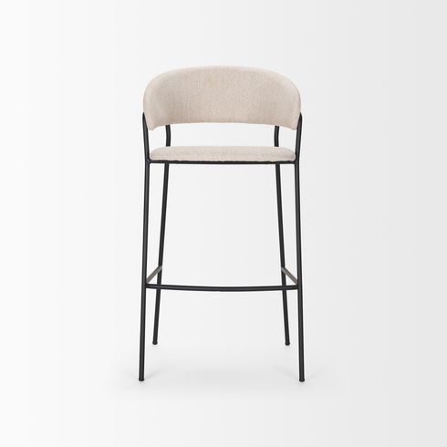 Carolyn Bar Stool with Oatmeal Fabric & Matte Black Metal