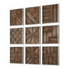 Bryndle Rustic Wooden Squares Set/9, Sculptural Wall Art by Uttermost, 12.5" width x 12.5" height x 1.25" depth thumbnail 4