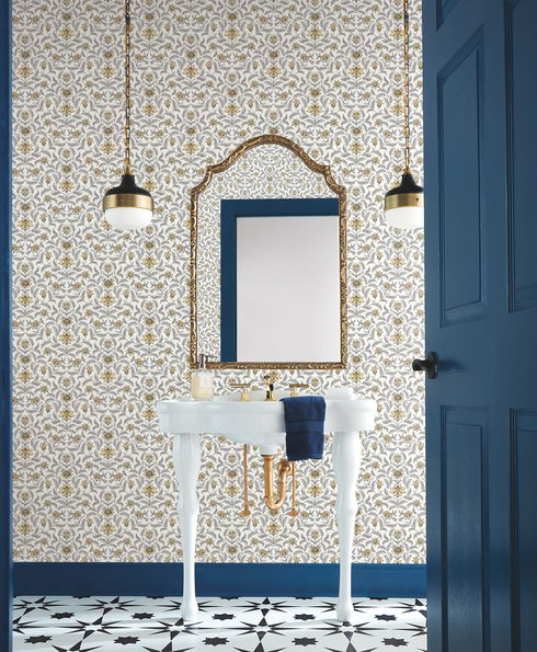Vintage Blooms Yellow Wallpaper