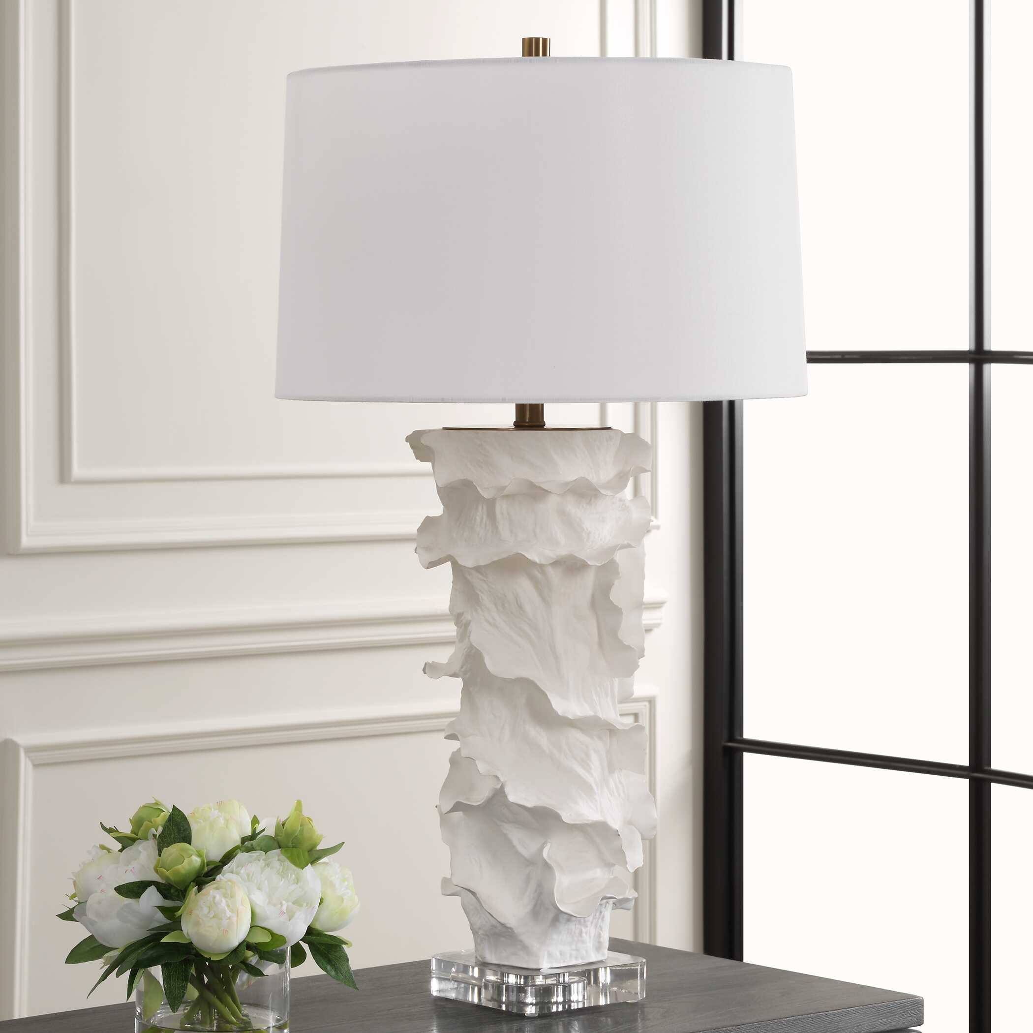 Wisp White Table Lamp, by Uttermost, 18" width x 32.5" height x 18" depth View 4