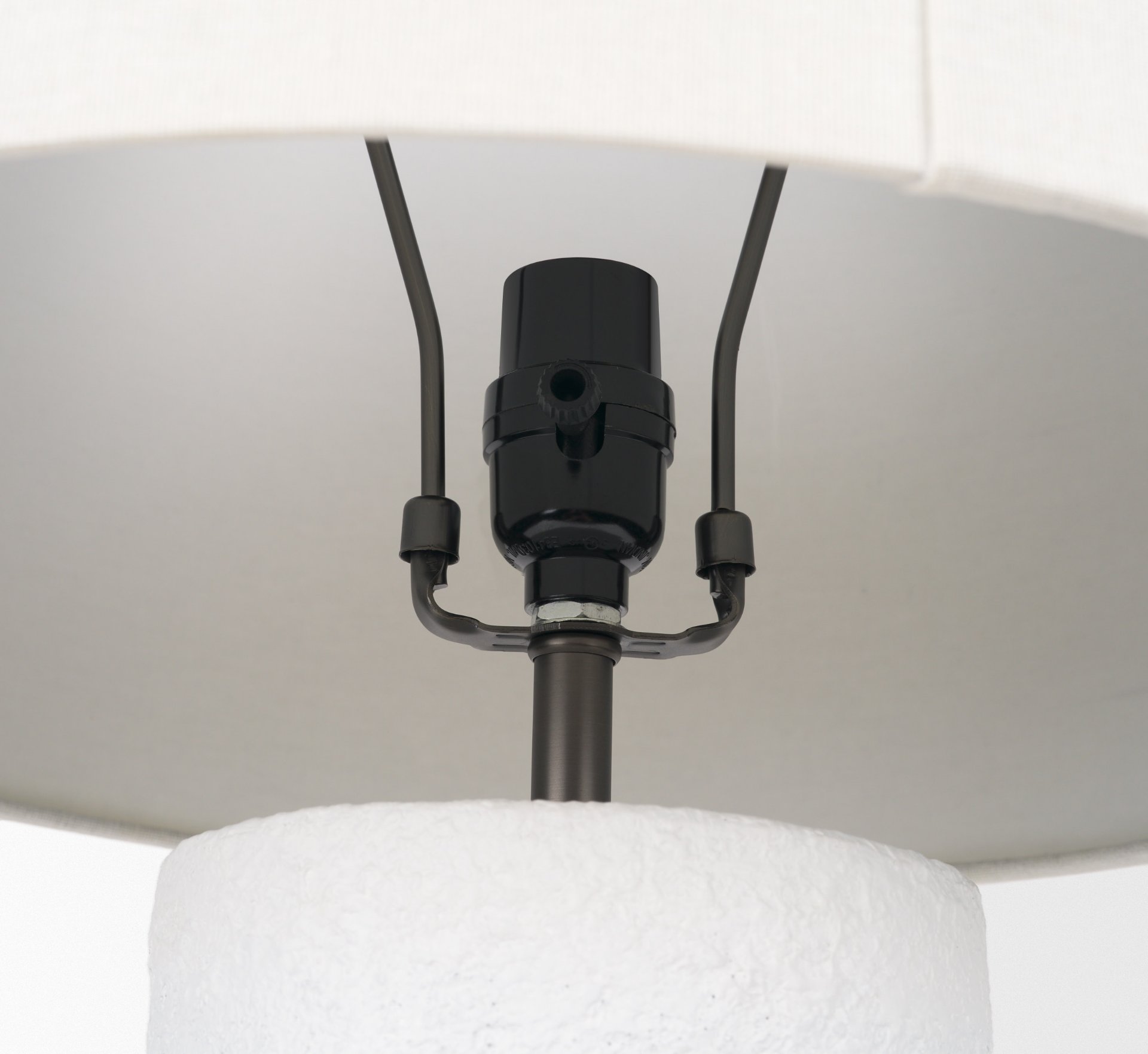 Everly   White Cement with Beige Shade Table Lamp, by Mercana, 15" length x 15" width x 27.5" height View 8