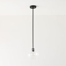 Online Designer Bathroom Sculptural Flat Bar Pendant Matte Black Clear Glass Globe 8.5"