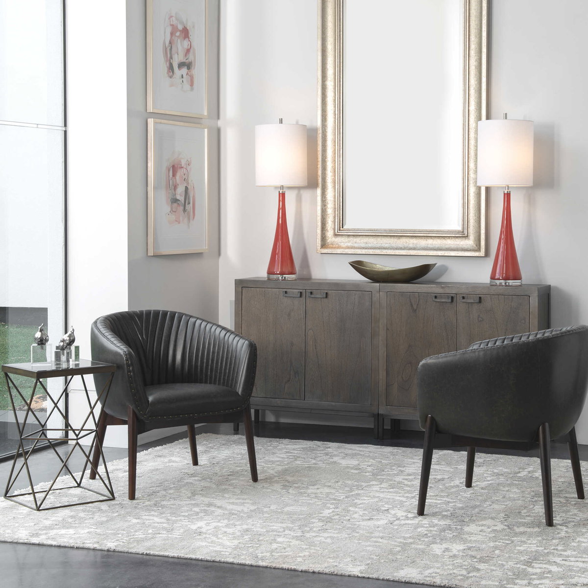 Anders Chenille Accent Chair, by Uttermost, 28" width x 31" height x 27" depth View 2