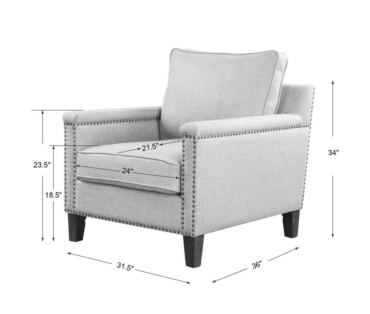 Charlotta Sea Mist Accent Chair, by Uttermost, 31" width x 34" height x 36" depth View 3