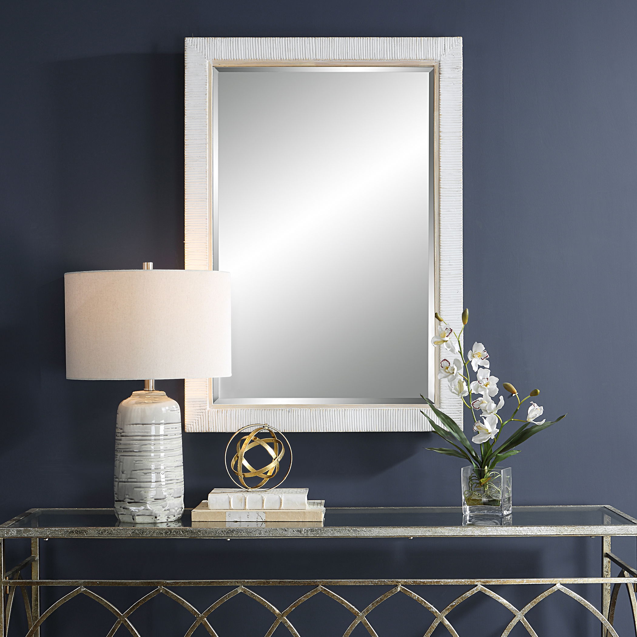 Cape Whitewashed Rattan Mirror large image 