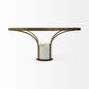 Jacinta 36' Round Glass Top Metal and Marble Pedestal Coffee Table thumbnail 6