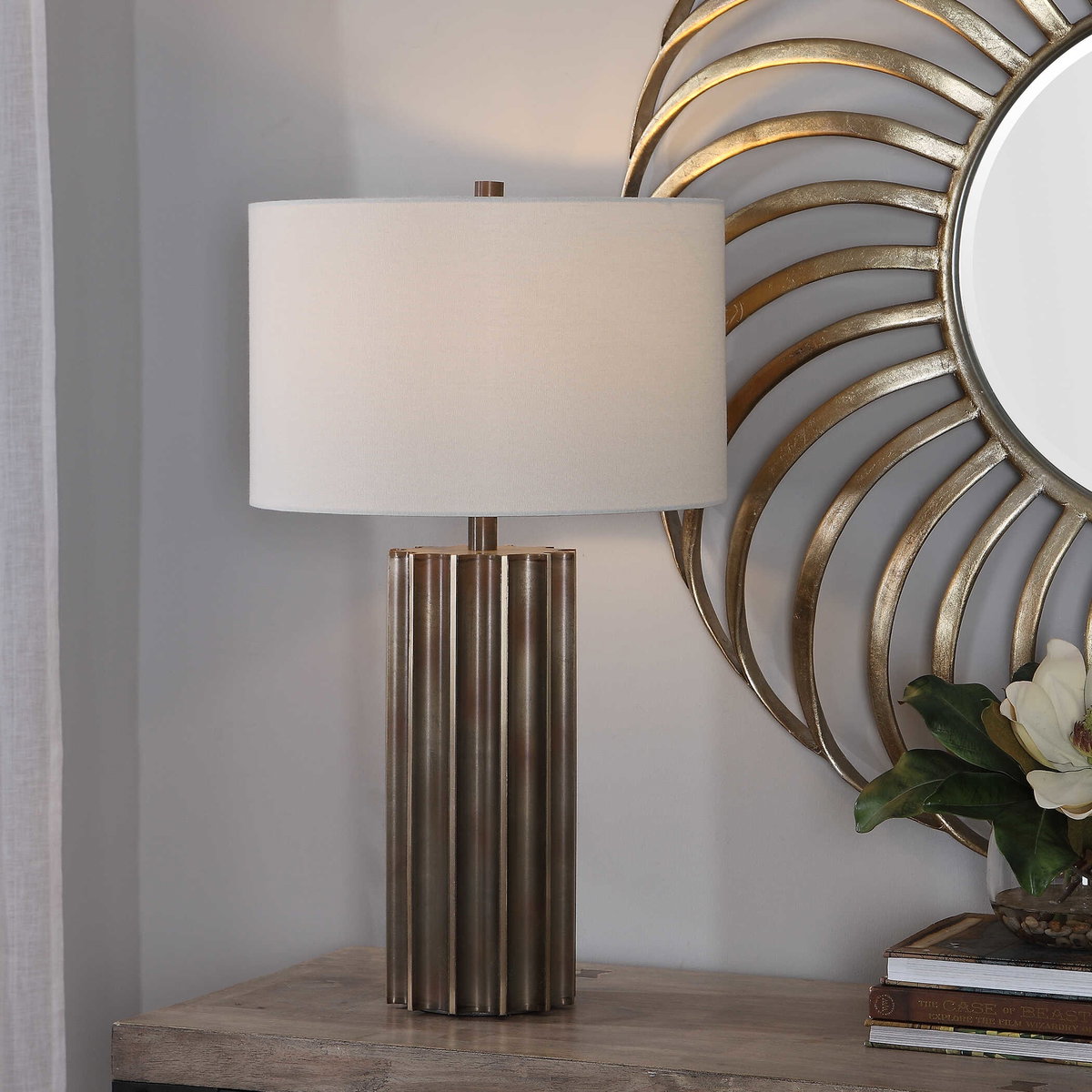 Khalio Gun Metal Table Lamp, by Uttermost, 16" width x 27.5" height x 16" depth View 2