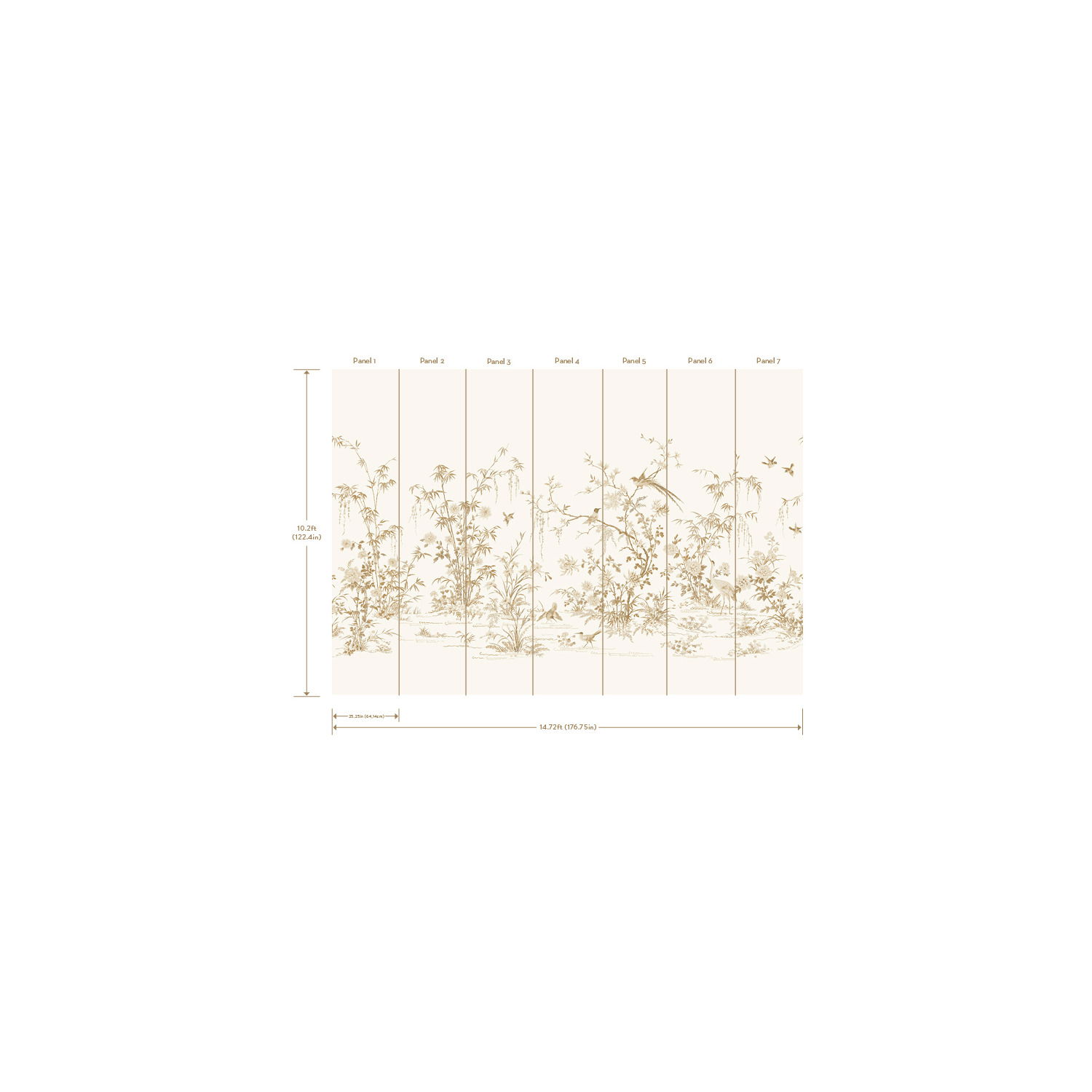 Flowering Vine Chino White Wall Mural, Wallpaper by York Wall, 10'2.4" length x 2'1.25" width x 0.02" depth View 4