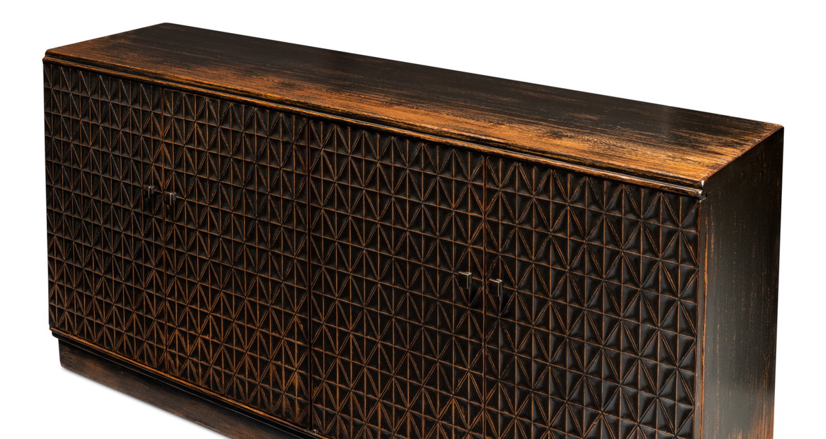 Scrubboard Front Sideboard  Ebony, by Sarreid, 1'5" length x 5'11" width x 2'10" height View 11