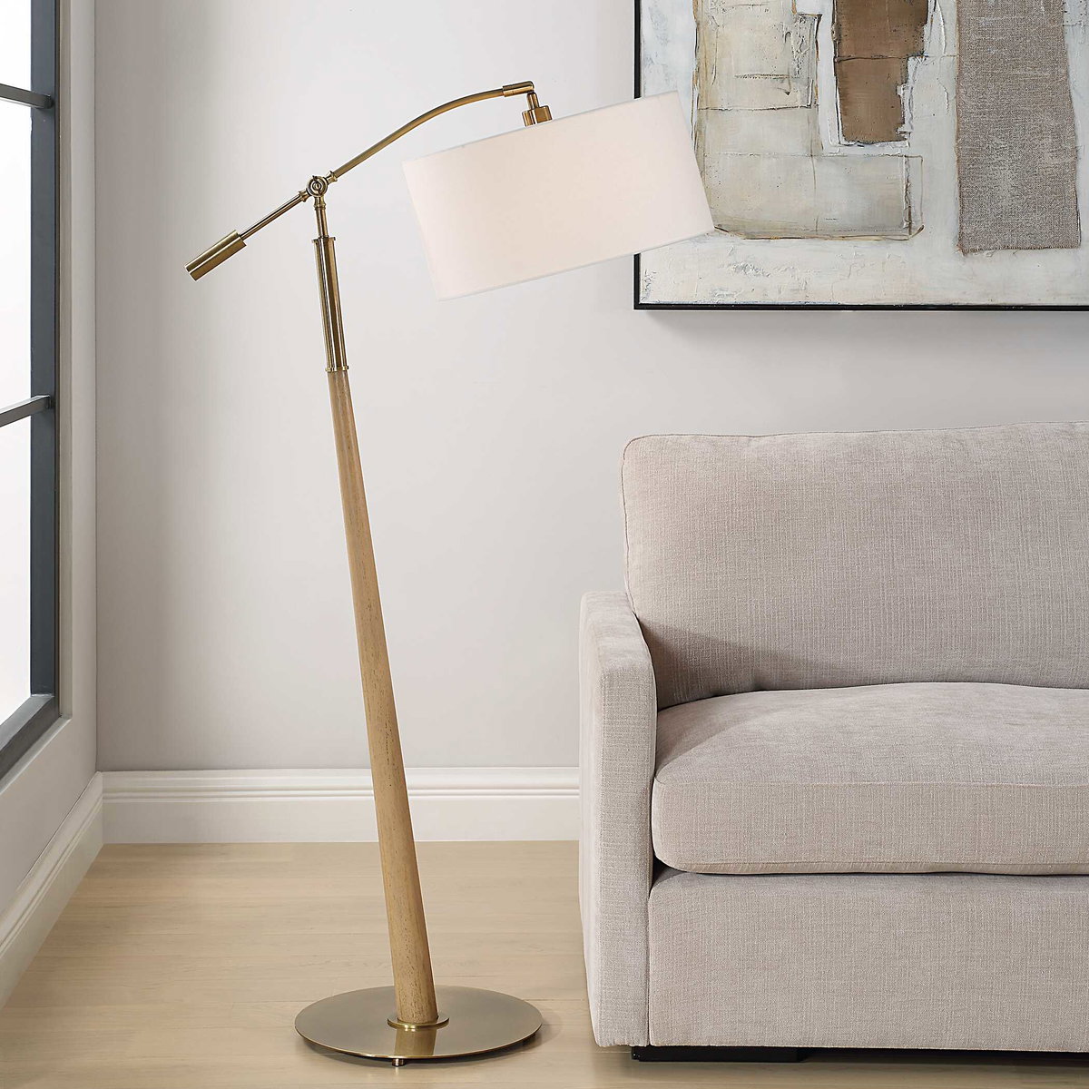 Kennett Wooden Floor Lamp, by Uttermost, 2'9.75" width x 5'2" height x 1'6" depth View 2