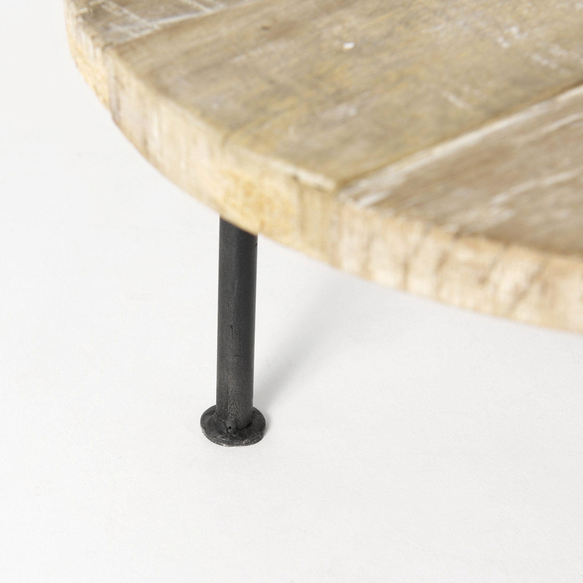 Cedric 15L x 15W x 6H Round Light Brown Wood with Black Metal Legs Decorative Display Stand large image 