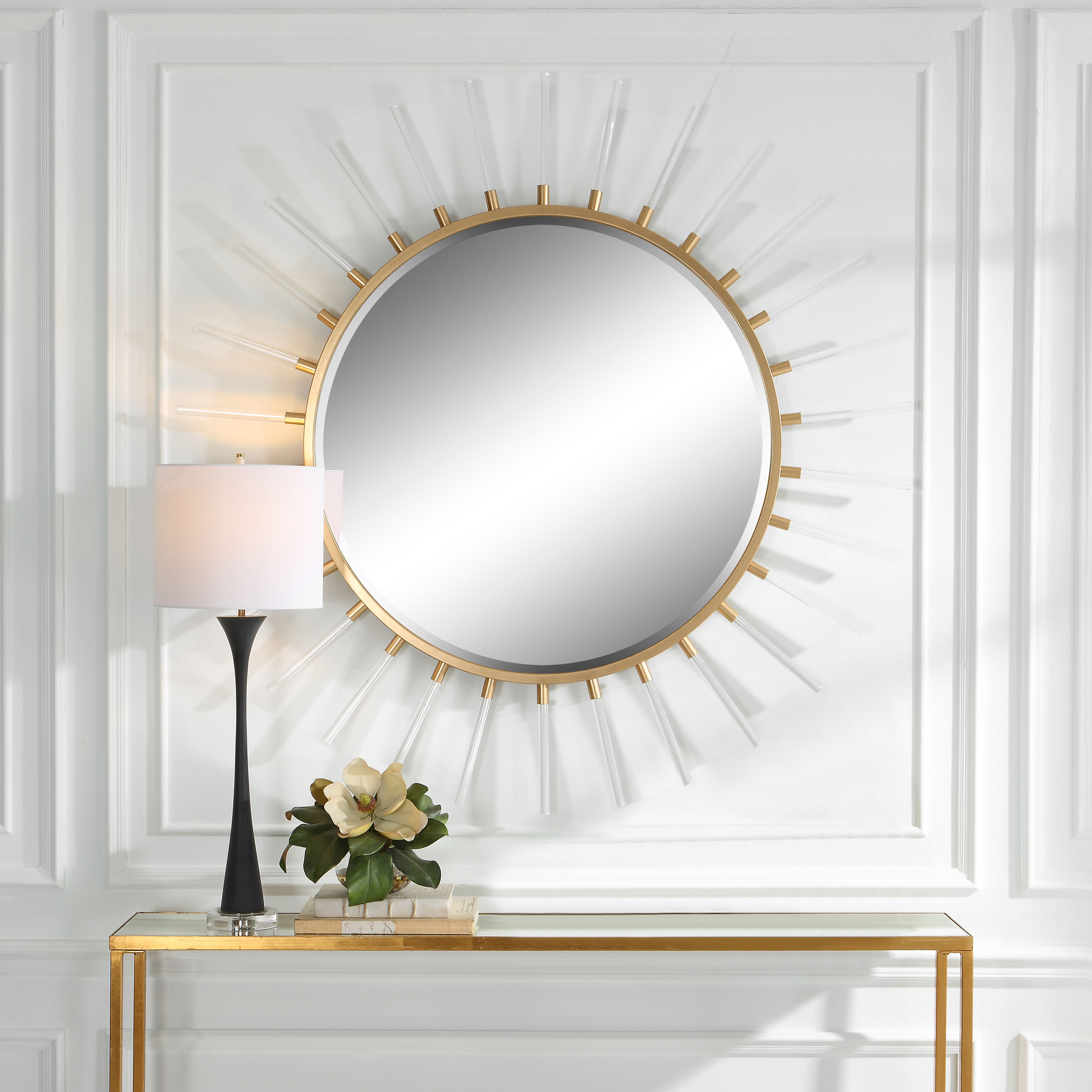 Oracle Round Starburst Mirror, by Uttermost, 55.25" width x 55.25" height x 1.5" depth View 2