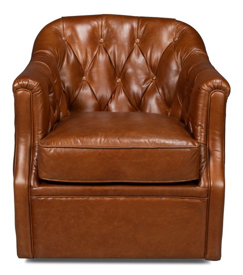 Coolidge Leather Swivel Chair Havana Brn