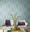 Double Damask Teal Wallpaper, by York Wall, 27' length x 2'3" width x 0.02" depth thumbnail 2