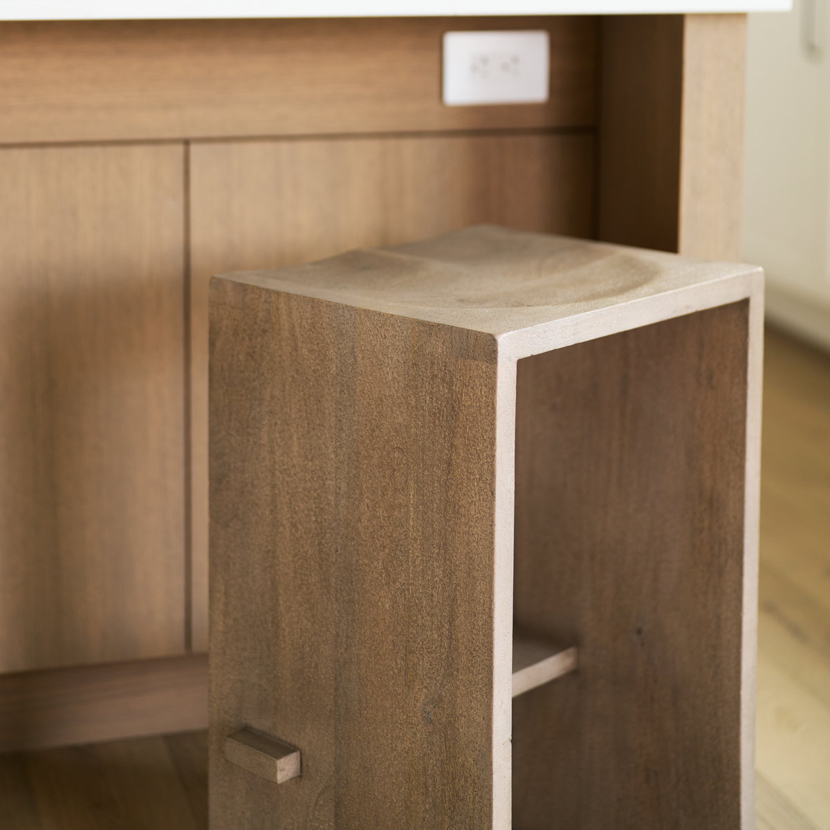 Aida 26' Seat Height Light Gray Wood Counter Stool, Counter & Bar Stool by Mercana, 18.5" length x 14" width x 26" height View 4