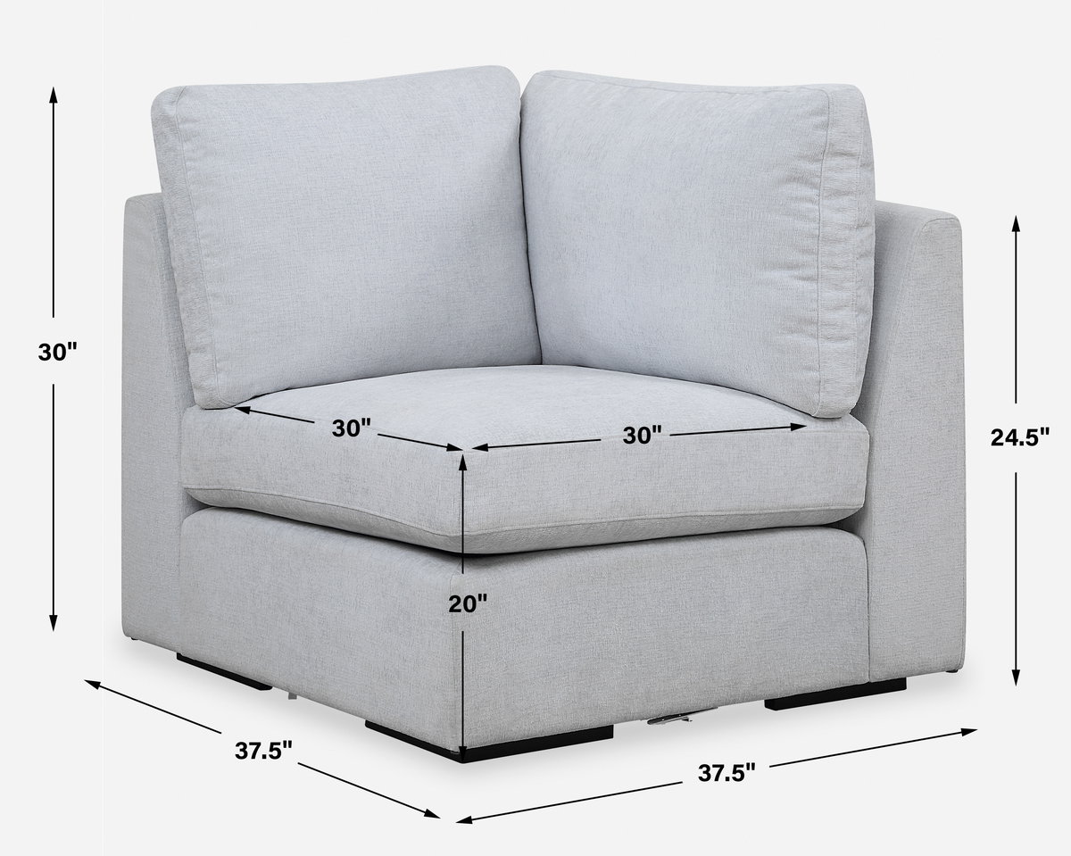 Refuge Cloud Blue Corner Sofa, Furniture by Uttermost, 37.5" width x 30" height x 37.5" depth View 3