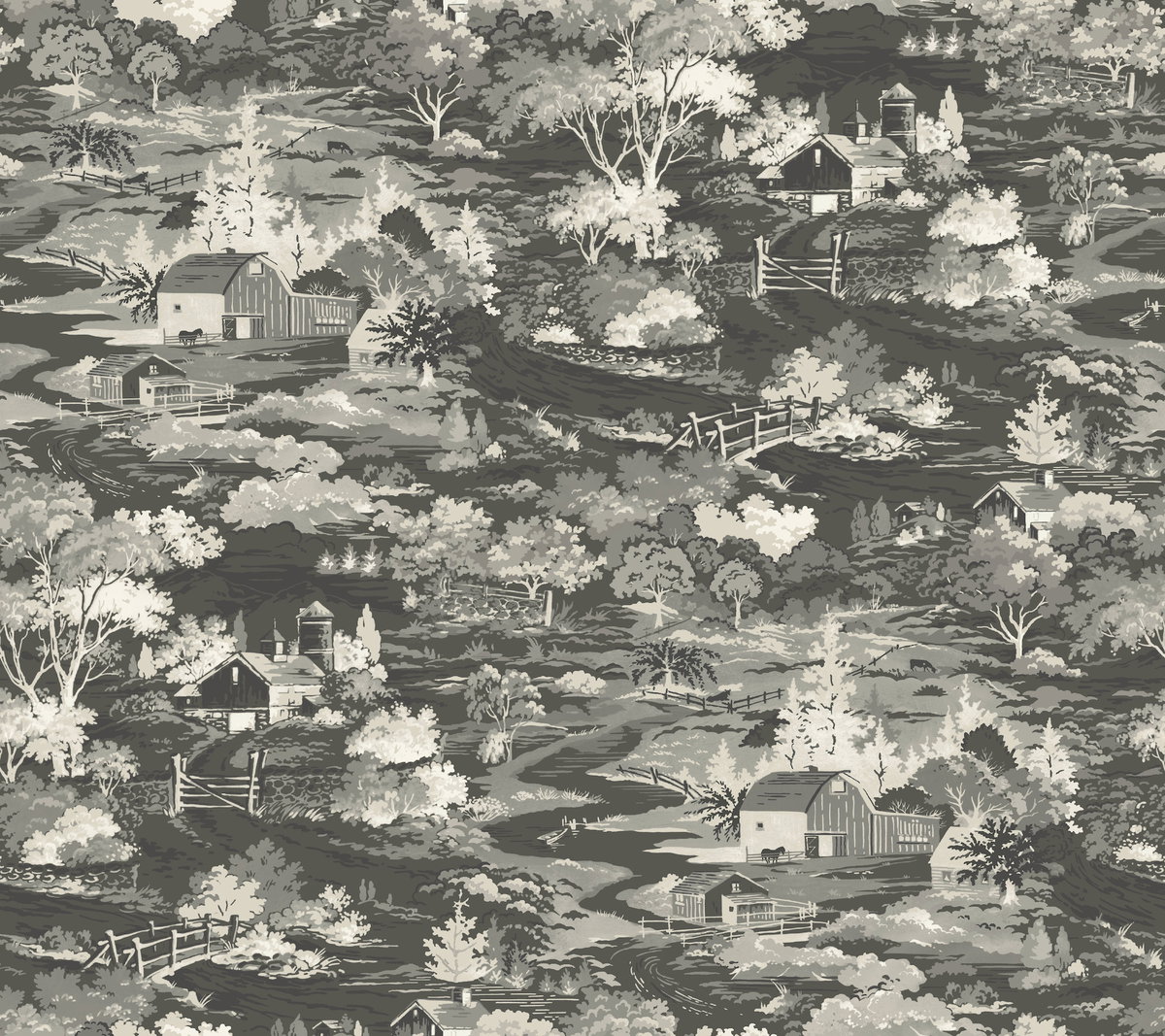 Homestead Black & Grey Wallpaper, by York Wall, 27' length x 2'3" width x 0.02" depth