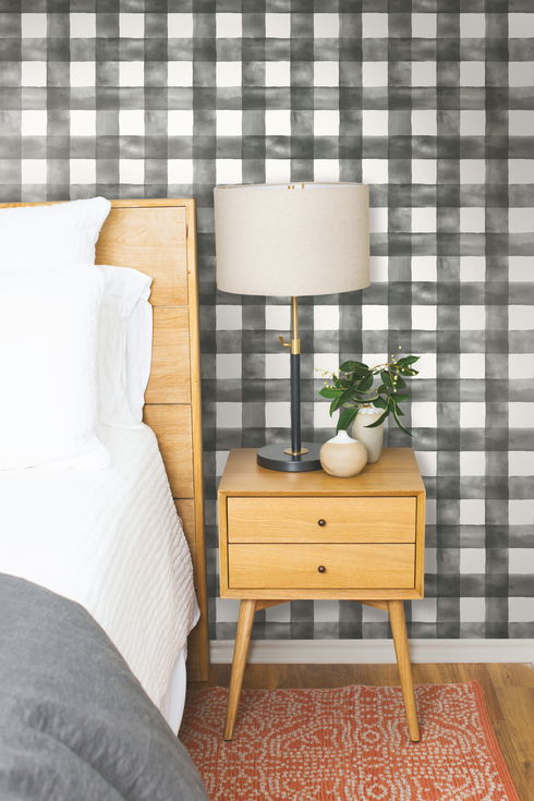 Magnolia Home Watercolor Check Black Peel & Stick Wallpaper