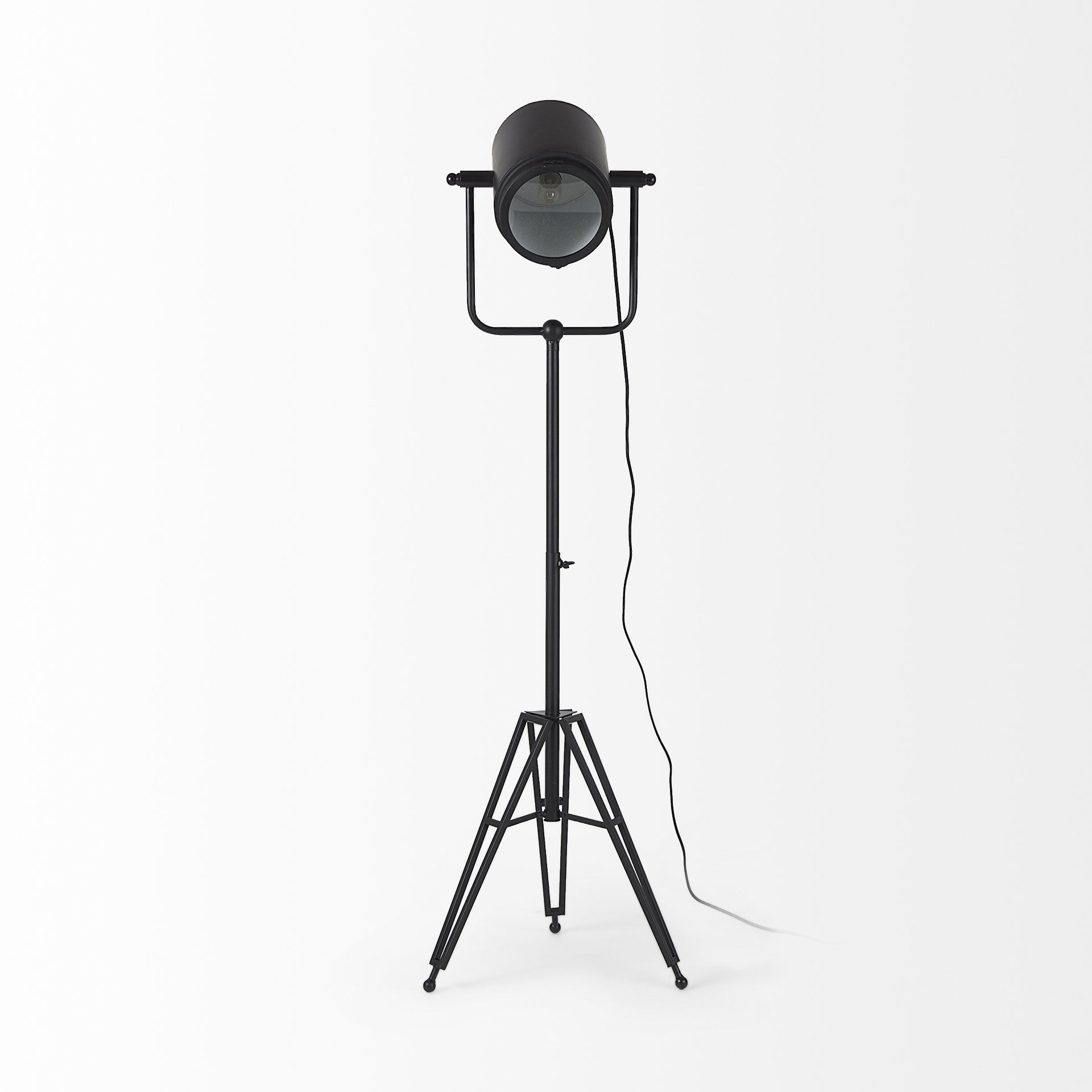 Debdou 22L x 22W x 61H Black and White Metal Adjustable Cinema-Style Floor Lamp, by Mercana View 3