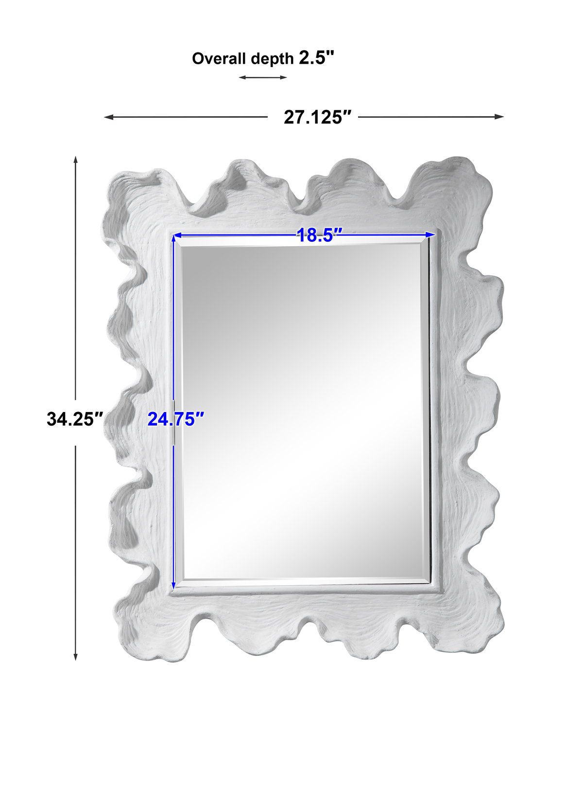 Sea Coral Coastal Mirror, by Uttermost, 27.12" width x 34.25" height x 2.5" depth View 3